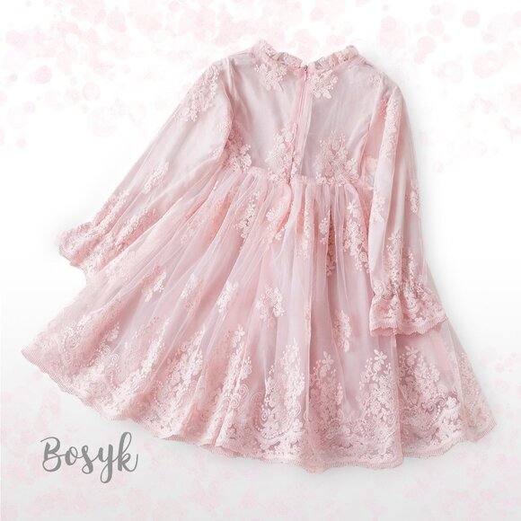 Carmin The Spanish Dress - Light Pink -Dress for Girls - Elegant Dresses - Picture 3 of 4